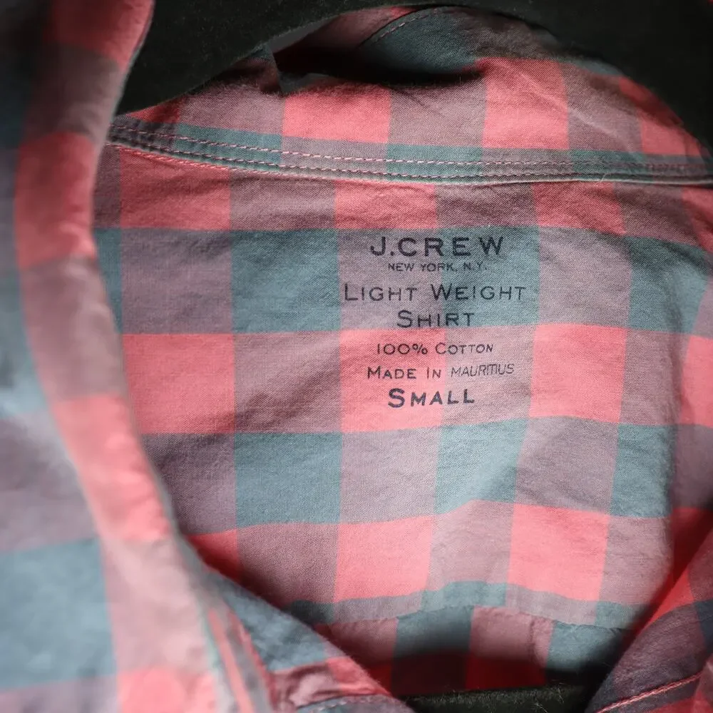 J.Crew‎ Lightweight Plaid Shirt Small Coral Blue 100% Cotton